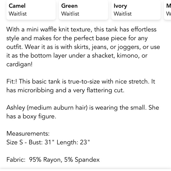 NEW Wishlist Camel Tank Top size medium - Picture 3 of 3